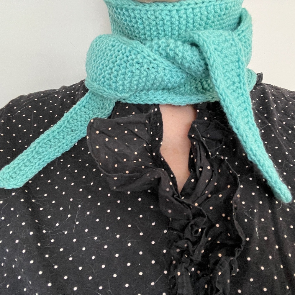 Handmade Sophie Wool Scarf Small Knitted turquoise color - so soft!